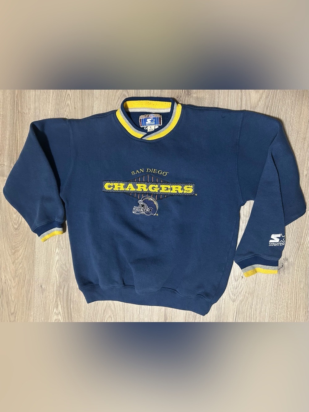 Vintage STARTER Navy and Yellow San Diego Chargers Crewneck Sweatshirt